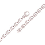 14k White Gold Solid Handmade Fashion Link Bracelet 7.5" 5.3mm 12.8 grams - White,7.5" 12.8 grams