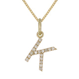 14k Yellow Gold Diamond Initial Letter K Charm Pendant Necklace 18" - Letter K,Yellow