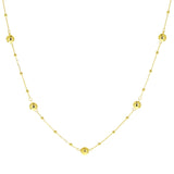 Italian 14k Yellow Gold Ball Beads Station Necklace 18" 4.9mm 2.2 grams