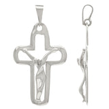 14k White Gold Solid Cross Jesus Crucifix Religious Charm Pendant 5.9 grams - White