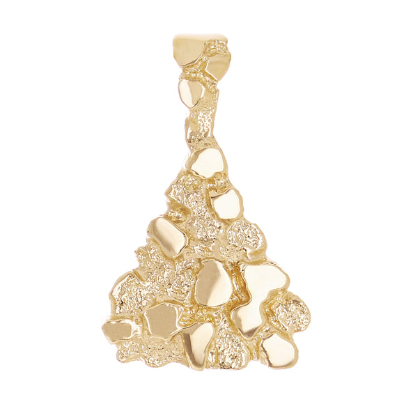 14k Yellow Gold Solid Pyramid Triangle Nugget Charm Pendant 1.1