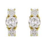 14k Yellow Gold 0.30ctw Diamond Petite 3-Stone Stud Earrings