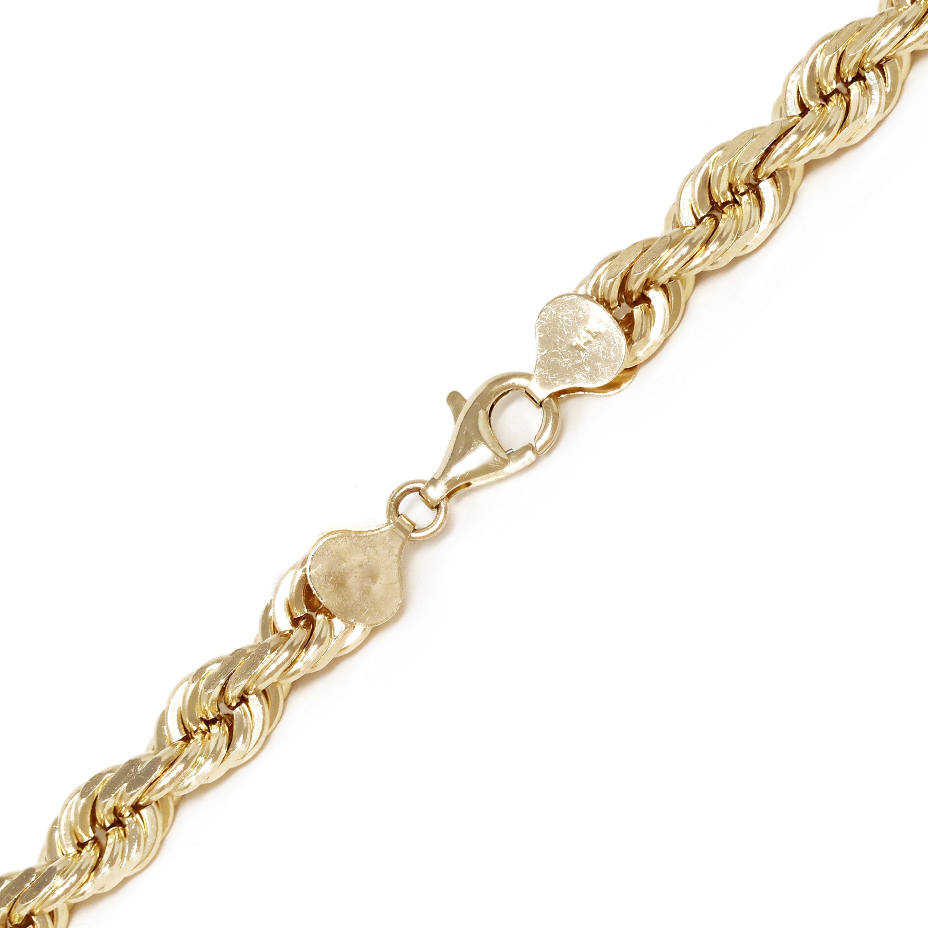 14k Yellow Gold Solid Diamond Cut Rope Chain Necklace 20" 6mm 54 grams - 22" 8mm