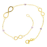 Italian 14k Yellow & White Gold Ball Bead Infinity Link Bracelet 7" 6mm 1.3 grams