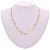 14k Yellow Gold V Shape Diamond Cut Heart Link Necklace 17.5" 6mm 17 grams - 17.5"