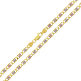 Italian 14k Tri-Color Gold Diamond Cut Valentino Chain Necklace 18" 4mm 9 grams - 18" 9 grams