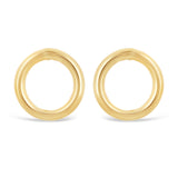 Italian 14k Yellow Gold Shiny Eternity Circle Stud Hoop Earrings 12mm 0.9 grams