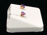 14k Yellow Gold Round Amethyst 4.15mm Stud Earrings February Birthstone