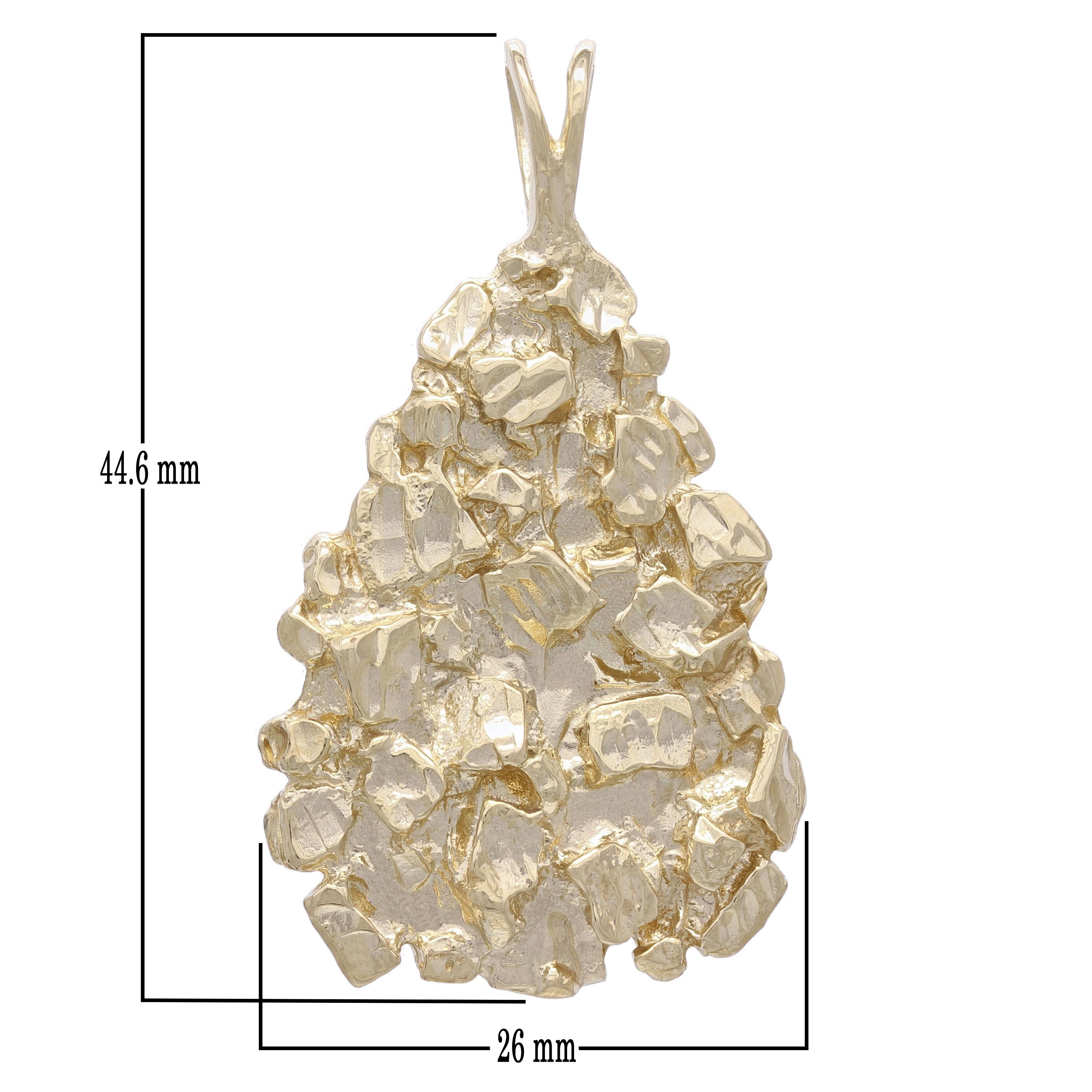 10k Yellow Gold Diamond Cut Triangle Free Form Nugget Pendant 1.75" 11 grams - Yellow