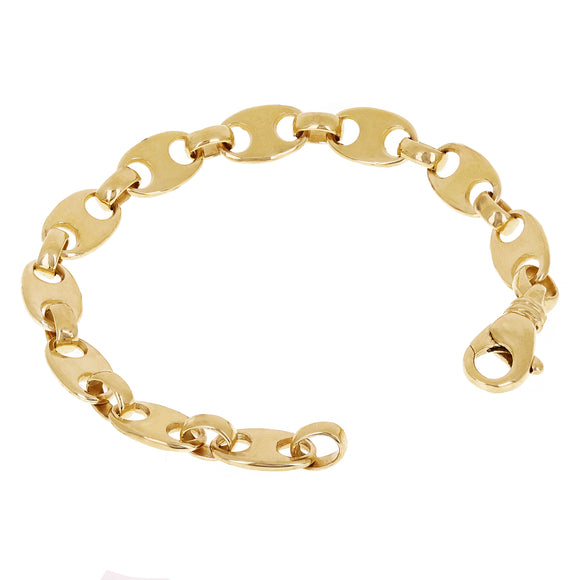 10k Yellow Gold Solid Handmade Oval Link Bracelet 7