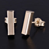 Italian 14k Yellow Gold Solid High Polished Bar Stud Earrings 11mmx3mm 0.9 grams