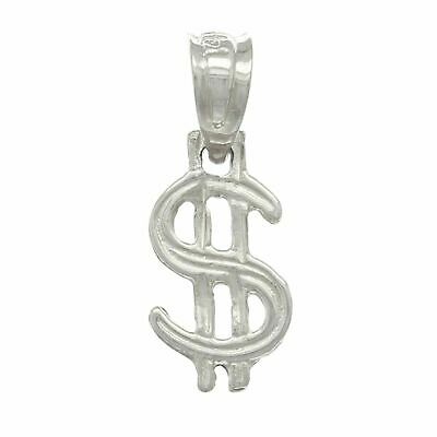 14k White Gold Money Dollar Sign Charm Pendant 0.4 gram - White