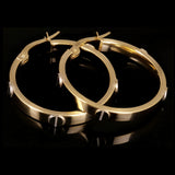 Italian 14k Two-Tone Gold Hollow Screw Design Hoop Earrings 1" 3mm 2.3 grams