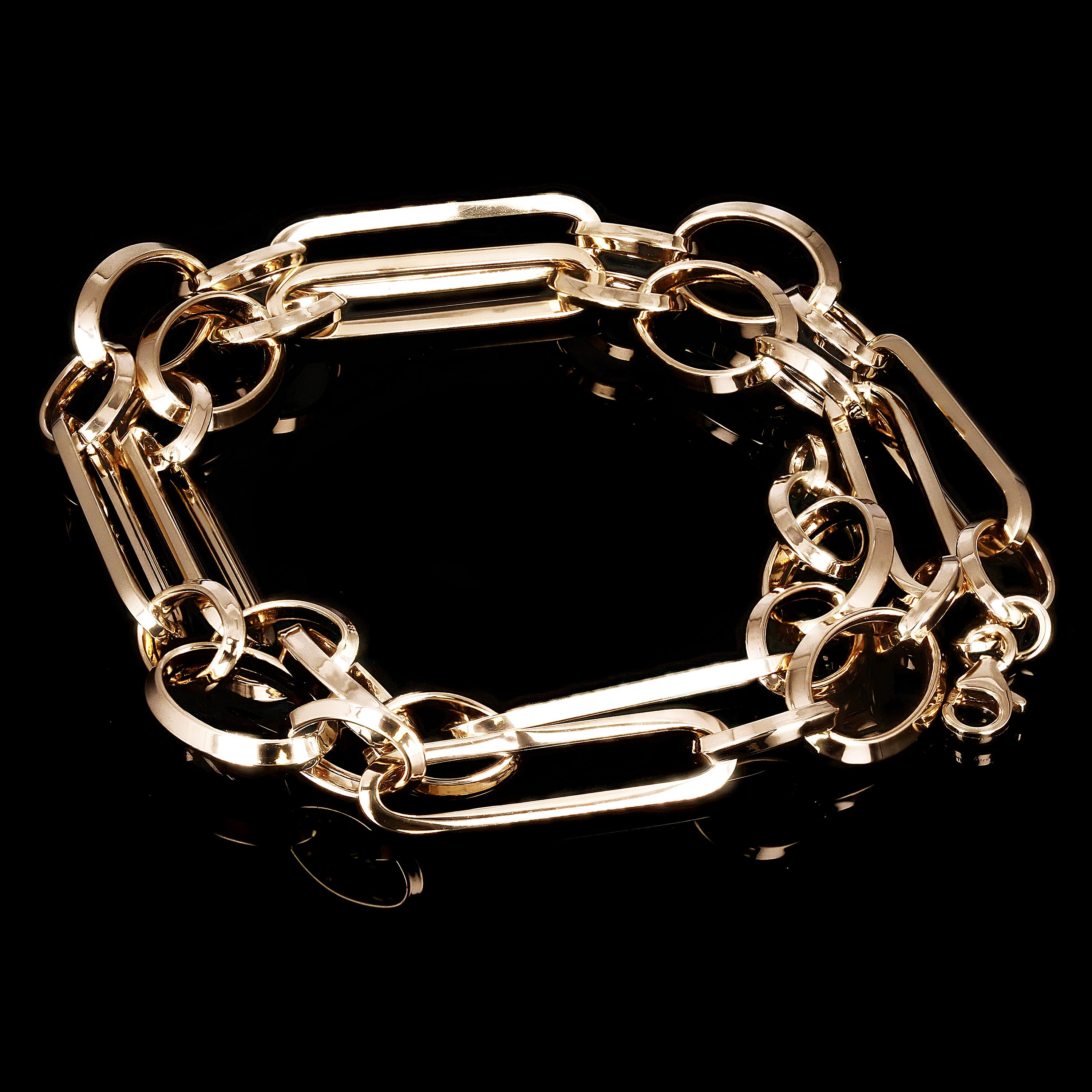 Italian 14k Yellow Gold Hollow Paper Clip Link Necklace 6.8mm 18" 10.2 grams