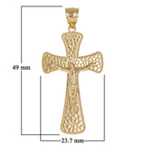 14k Yellow Gold Jesus Christ Crucifix Nugget Cross Charm Pendant 1.9" 4.7 grams