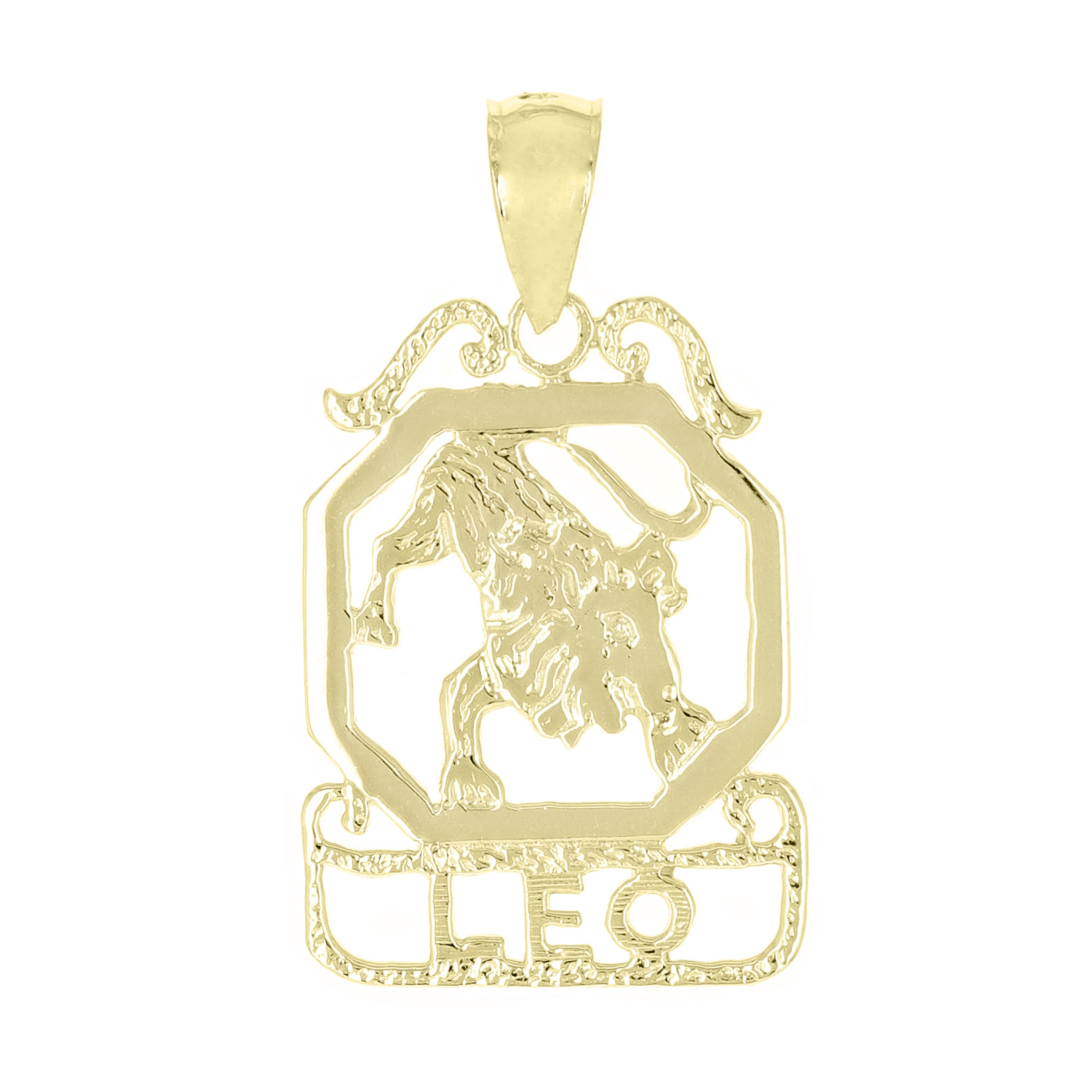 14k Yellow Gold Diamond Zodiac Sign Leo Pendant - Leo,Yellow
