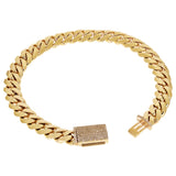 14k Yellow Gold Miami Cuban Chain Bracelet with Diamonds Box Clasp 9" 9.3mm 53g - 9.3mm 9" 53 grams