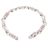 14k White Gold Handmade Fashion Link Bracelet 8" - White