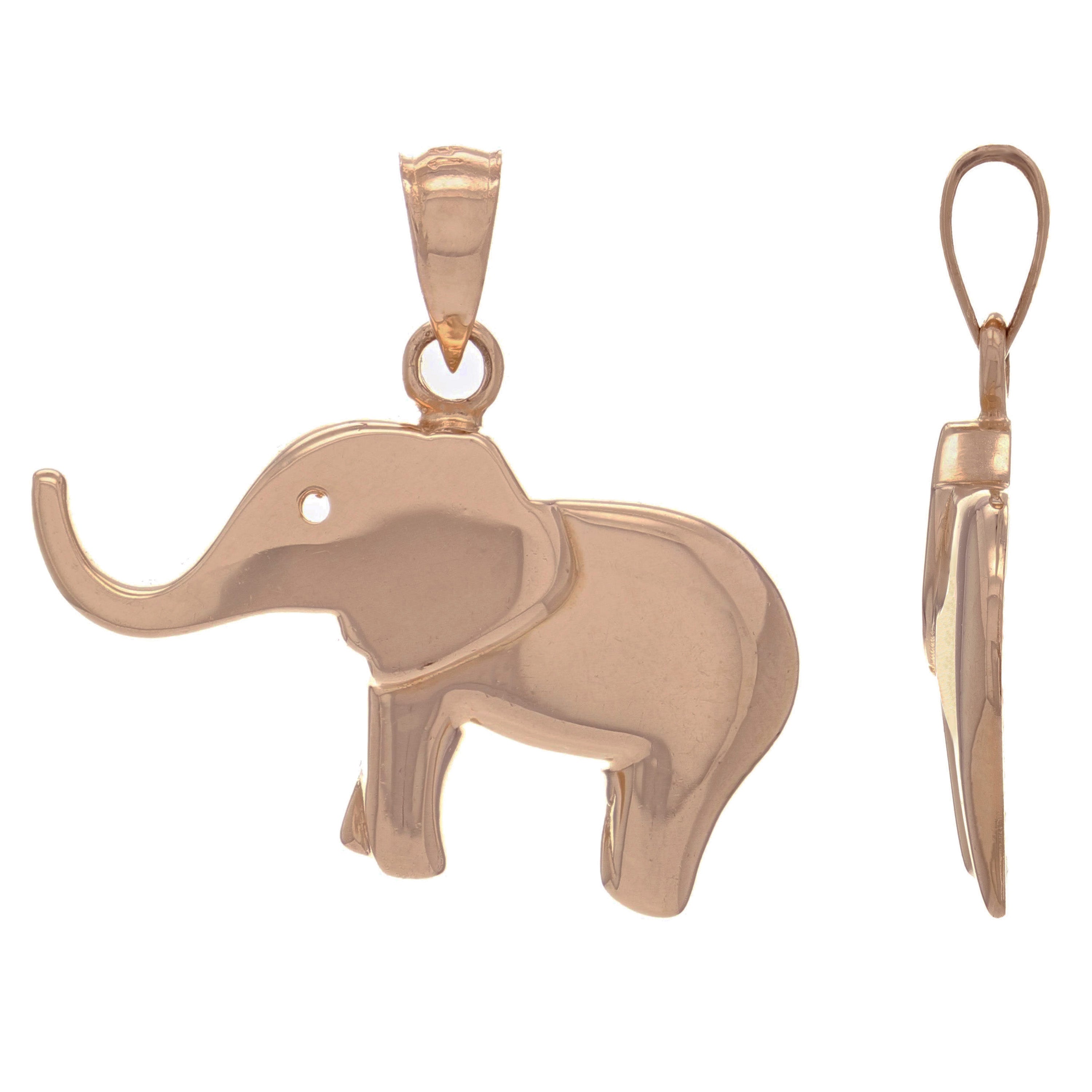 14k Rose Gold High Polish Good Luck Charm 3D Elephant Pendant 4.1 grams - Rose