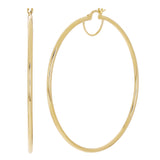 Italian 14k Yellow Gold High Polished Round Hoop Earrings 2.5" 2mm 3.3 grams