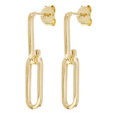 Italian 14k Yellow Gold Paper Clip Dangle Earrings 1.1" 5.3mm 1.5 grams