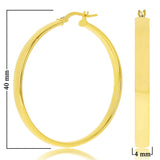 Italian 14k Yellow Gold Rounded Flat Tube Small Hollow Hoop Earrings 1.6" 3.5 grams - Yellow 3.5 grams