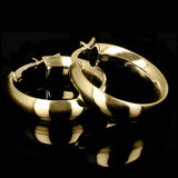 Italian 14k Yellow Gold Shiny Round Hollow Hoop Earrings 21.7mmx5.7mm 2.2 grams