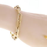 Italian 14k Yellow Gold Hollow Oval Link Rope Textured Bracelet 7.5" 8.5mm 7.7g