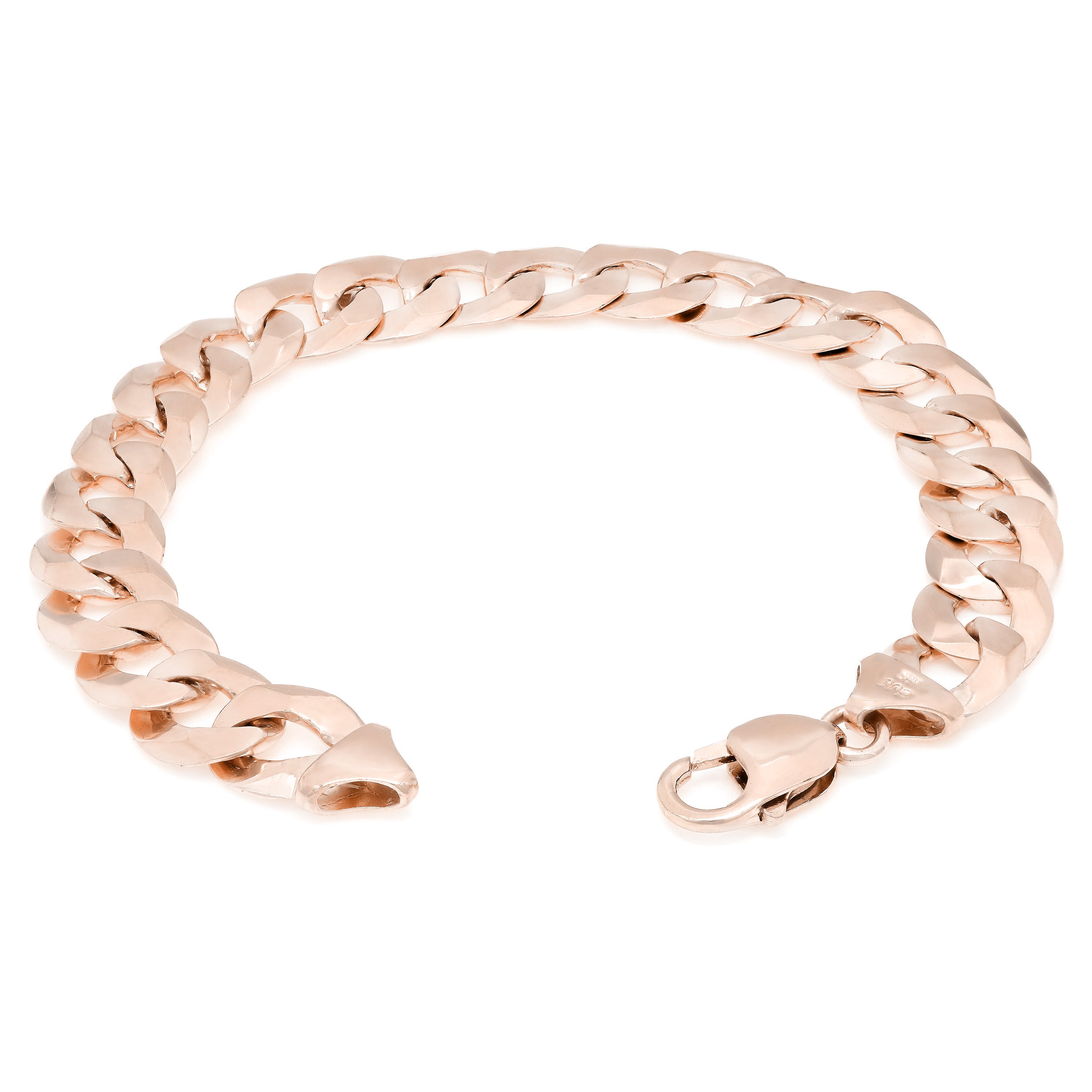 10k Rose Gold Solid Flat Cuban Curb Link Chain Bracelet 7.5" 9mm 14.2 grams - Rose,7.5"