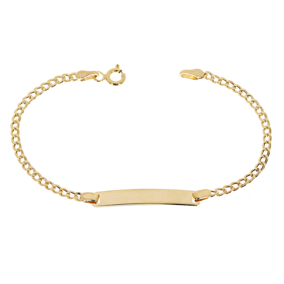 Italian 14k Yellow Gold Engravable Baby ID Cuban Bracelet 5.5