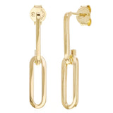 Italian 14k Yellow Gold Paper Clip Dangle Earrings 1.1" 5.3mm 1.5 grams