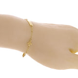 Italian 14k Yellow Gold Engravable Rosary Cross Baby Kids ID Bracelet 5.75" 1.5g - Yellow
