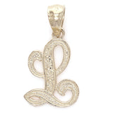 14k Yellow Gold Initial Letter L Alphabet Charm Pendant - Letter L,Yellow