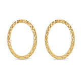 Italian 14k Yellow Gold Diamond-Cut Eternity Circle Hoop Drop Stud Earrings - Diamond Cut Yellow