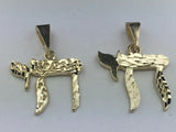 14k Yellow Gold Hebrew Symbol to Life Jewish Chai Charm Pendant 1.25" 3.6 grams - Big