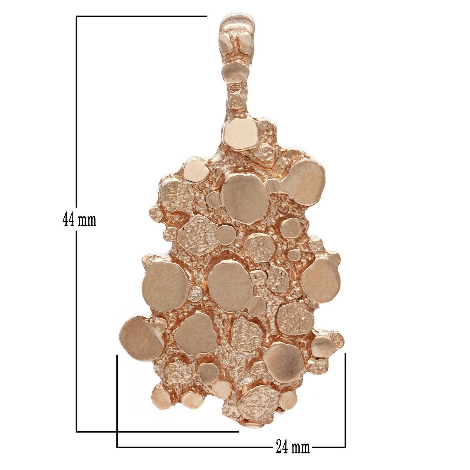 10k Rose Gold Solid Free Form Nugget Charm Pendant 1.75" 7.5 grams