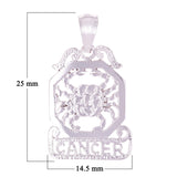 14k White Gold  Diamond Zodiac Sign Cancer Pendant - Cancer,White