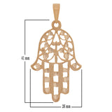 14k Yellow White or Rose Gold Hamsa Hand Of Fatima Evil Eye Pendant
