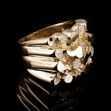 Men's 14k Yellow Gold Solid Square Nugget Ring Size 7 - 17.8mm 17 grams - Ring Size 7