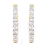 14k Yellow Gold 0.50ctw Diamond Inside Out Oblong Oval Hoop Earrings