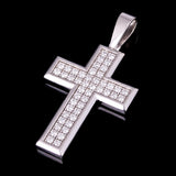 14k White Gold 1.15ctw Diamond Cross Pendant 1.8" 8.5 grams