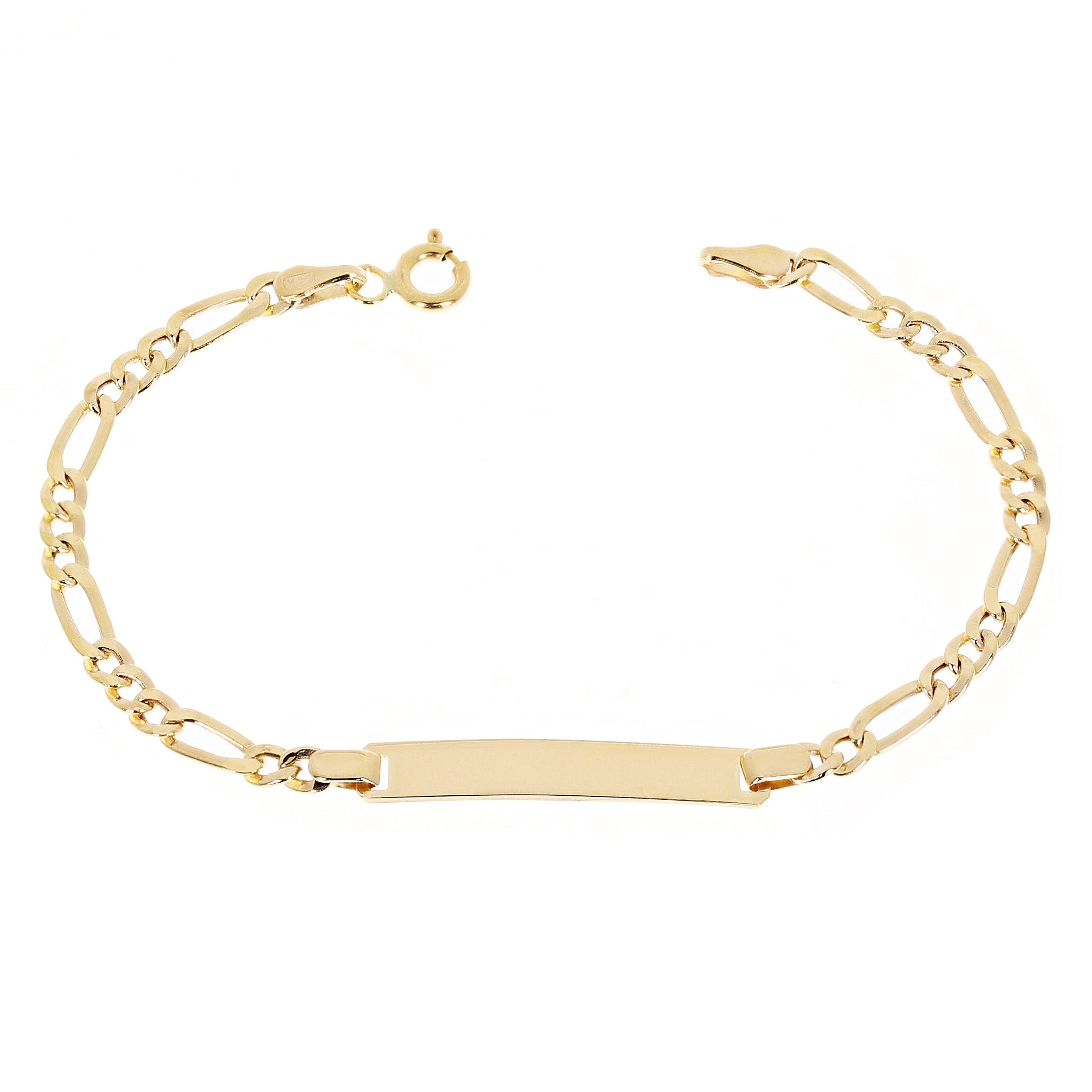 Italian 14k Yellow Gold Figaro ID Kids Bracelet Engravable 5.75" 4mm 2 grams