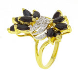 14k Yellow Gold Sapphire & Diamond Accent Floral & Vine Cluster Ring Size 5.5