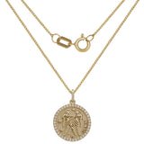 14k Yellow Gold Diamond Zodiac Sign Gemini Pendant Necklace 18" - Gemini,Yellow