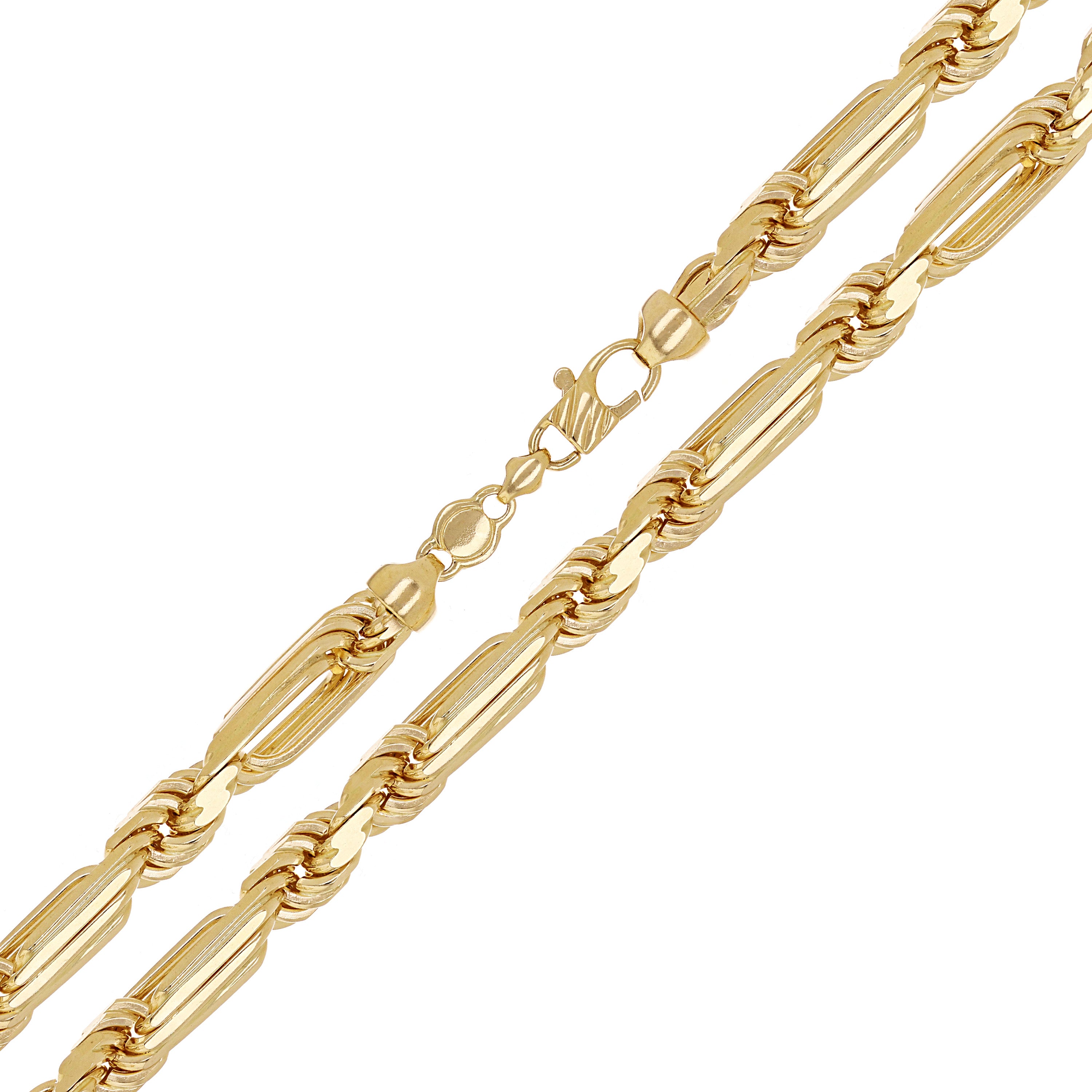 Italian 14k Yellow Gold Solid Milano Figaro Rope Chain Necklace 10mm 26" 183 grams