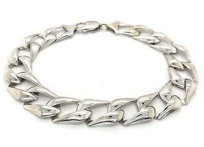 Men's 14k White Gold Solid Cuban Chain Bracelet Light Weight 8