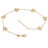 Italian 14k Yellow Gold Pearl BUTTERFLY Charm Station Bracelet 7.5" 1.8 grams