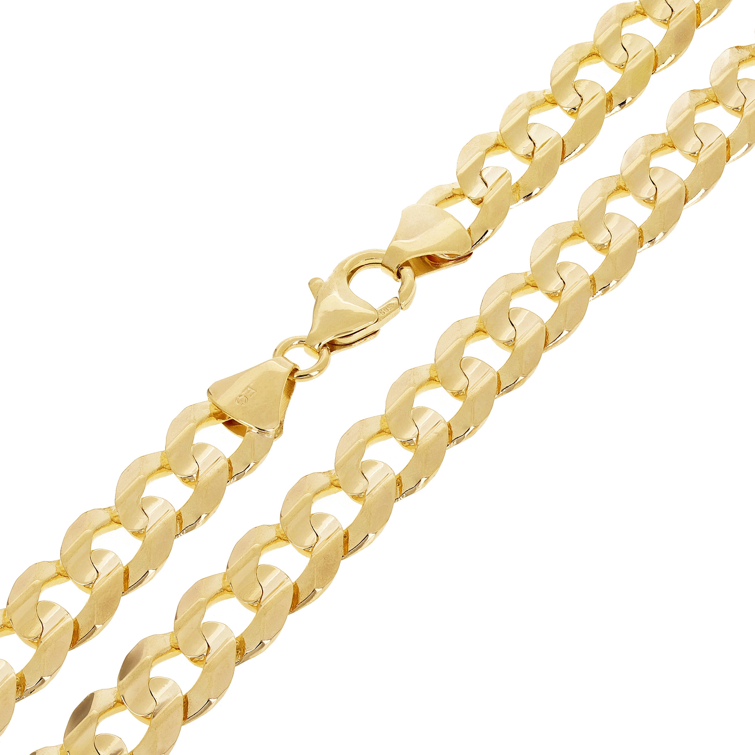 Italian 14k Yellow Gold Solid Concave Curb Cuban Chain Necklace 20" 8mm 39 grams - Yellow,20" 39 grams