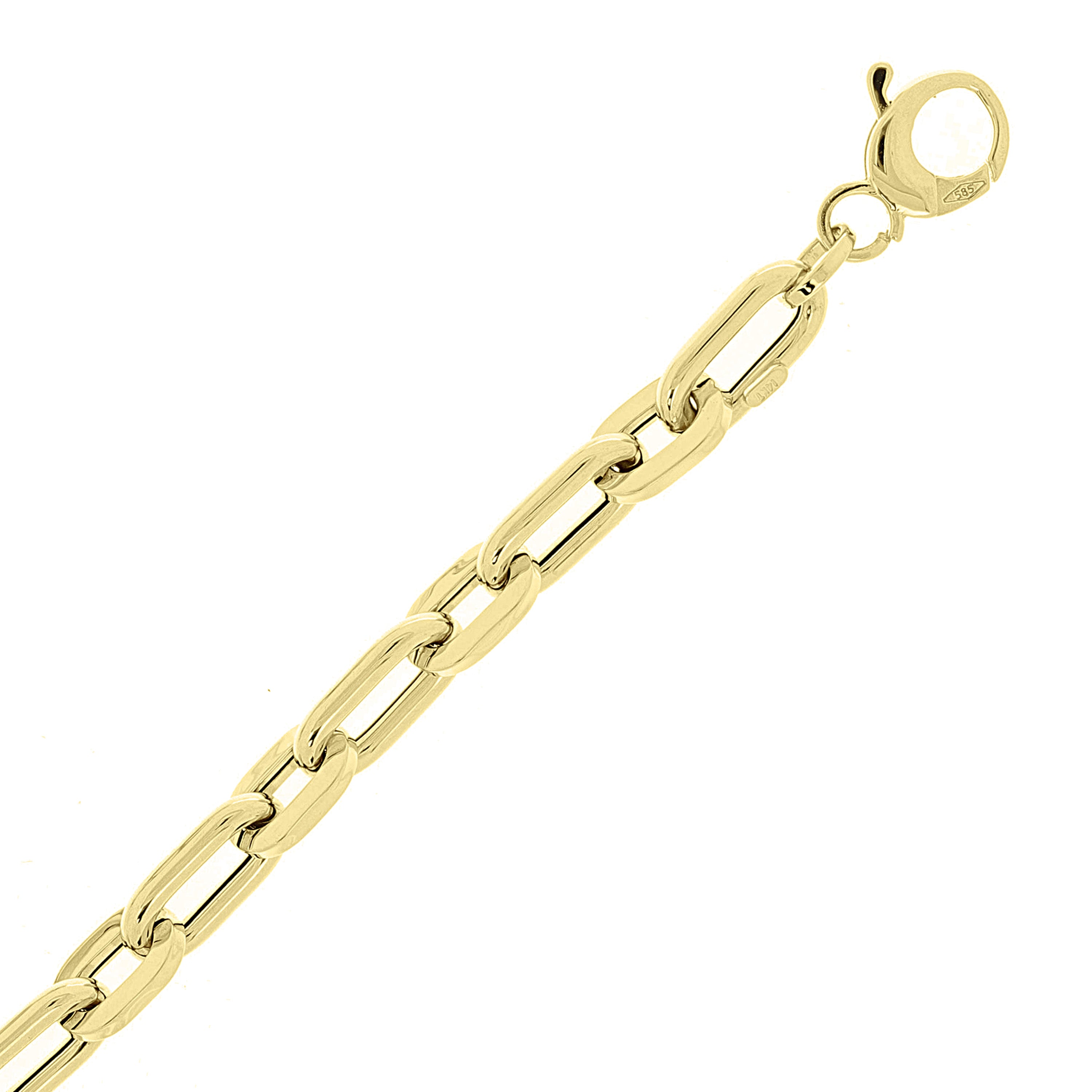 Italian 14k Yellow Gold Hollow Oval Paper Clip Link Bracelet 7.75" 6mm 5.2 grams
