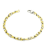 10k Yellow & White Gold Handmade Fashion Link Necklace 26" 5mm 54.5 grams - Yellow and White,26"